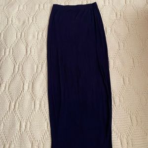 New navy blue jersey basic midaxi skirt